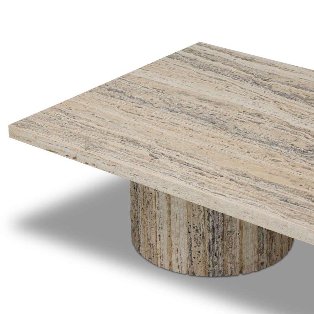 Angelo Modern Classic Beige Travertine Rectangular Coffee Table|