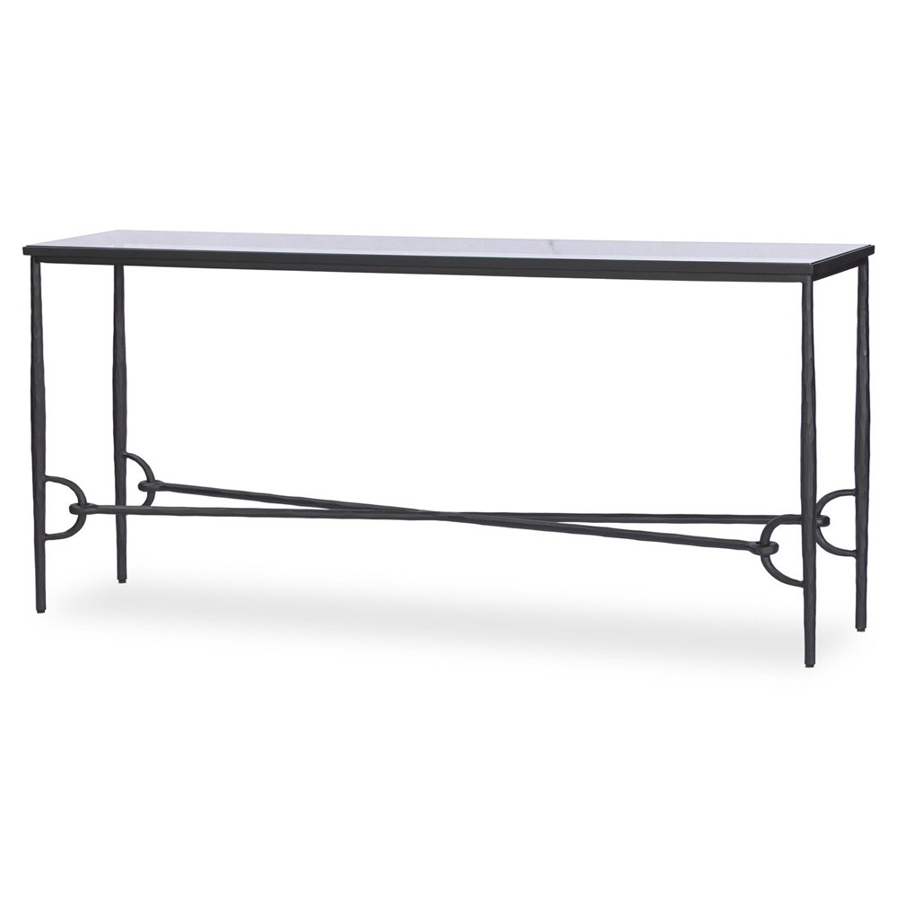 Ceasar French Country Black Iron Rectangular Console Table|