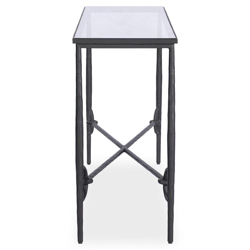 Ceasar French Country Black Iron Rectangular Console Table|