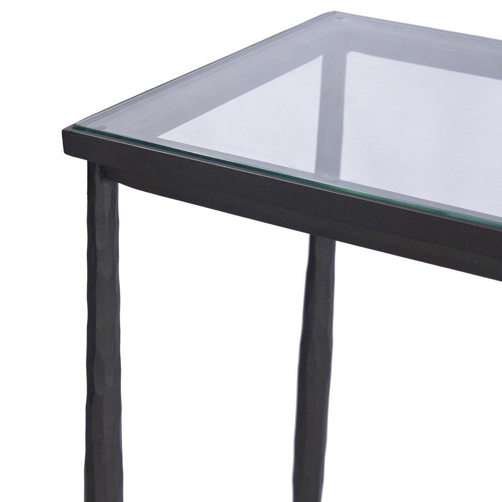 Ceasar French Country Black Iron Rectangular Console Table|