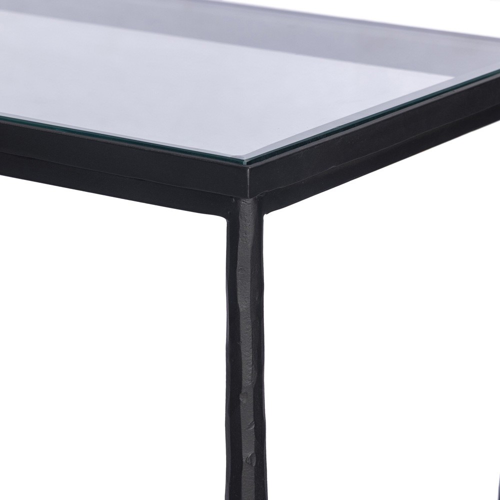 Ceasar French Country Black Iron Rectangular Console Table|