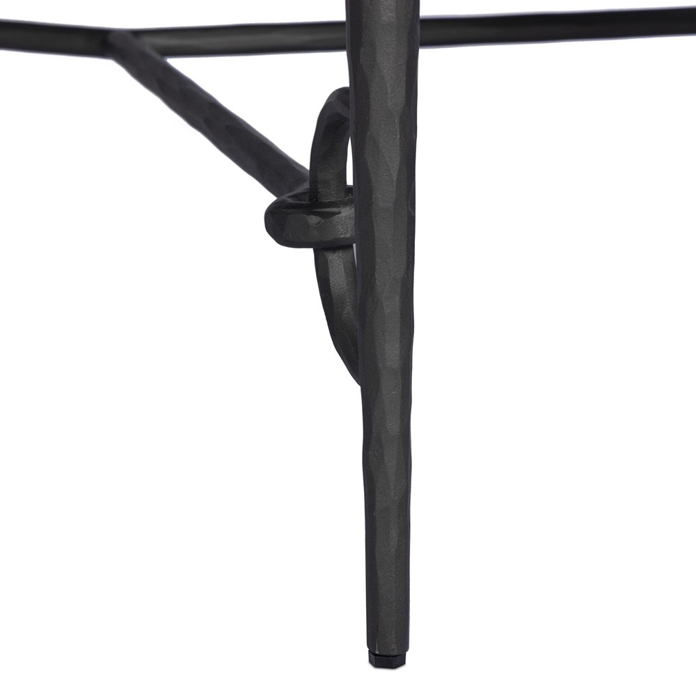 Ceasar French Country Beige Marble Black Iron Desk|