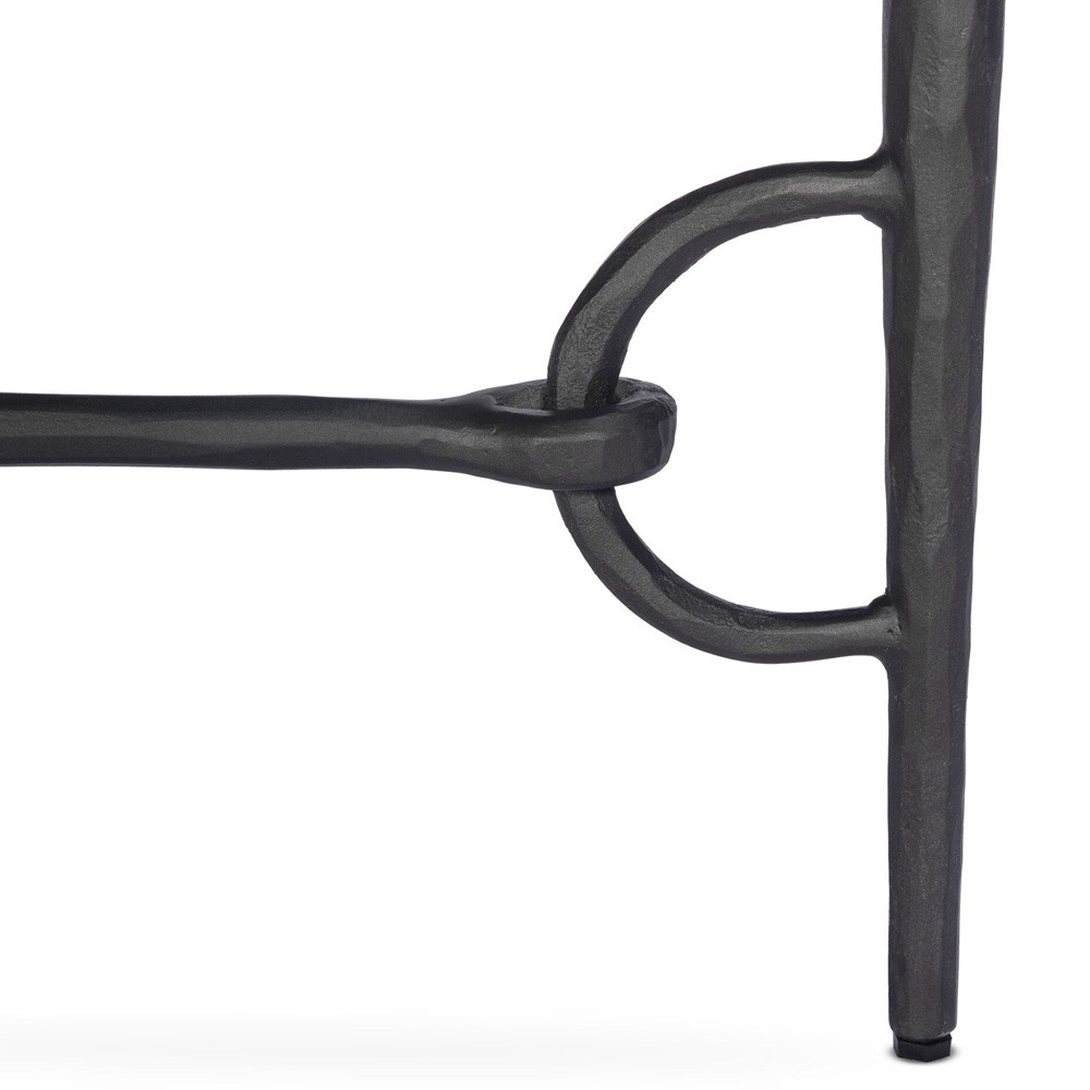 Ceasar French Country Beige Marble Black Iron Desk|