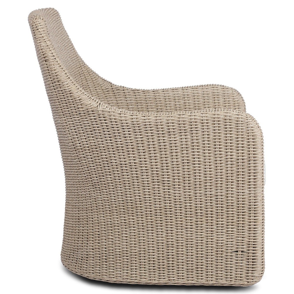 Heather Coastal Beach Vintage White Woven Outdoor Swivel Chair|