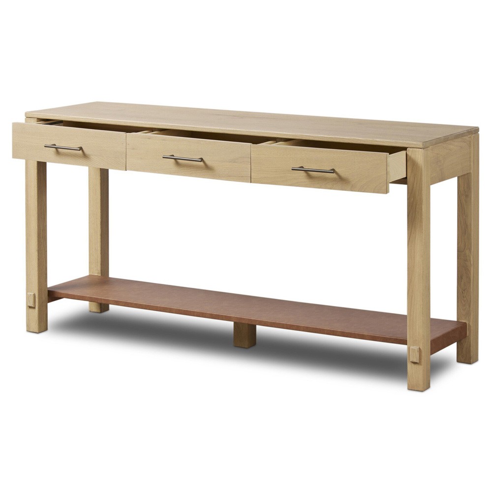 Blake Modern Classic Light Wash Wood Rectangular Console Table|