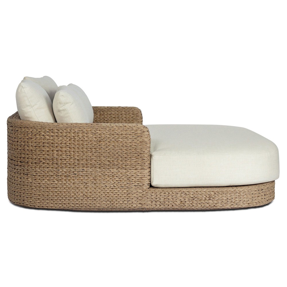 Caney Coastal Beach Brown Woven Outdoor Double Chaise Lounge|