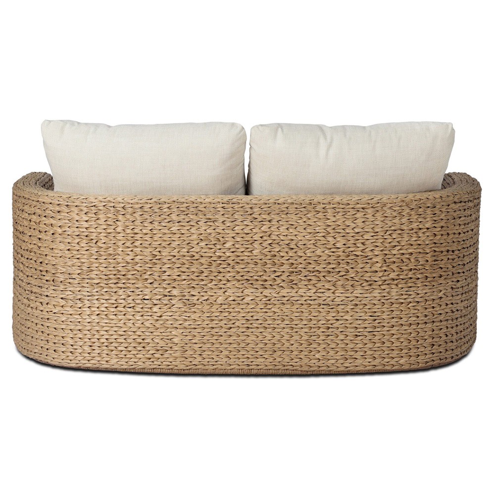 Caney Coastal Beach Brown Woven Outdoor Double Chaise Lounge|