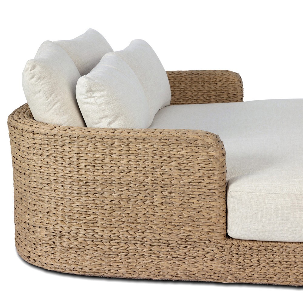 Caney Coastal Beach Brown Woven Outdoor Double Chaise Lounge|