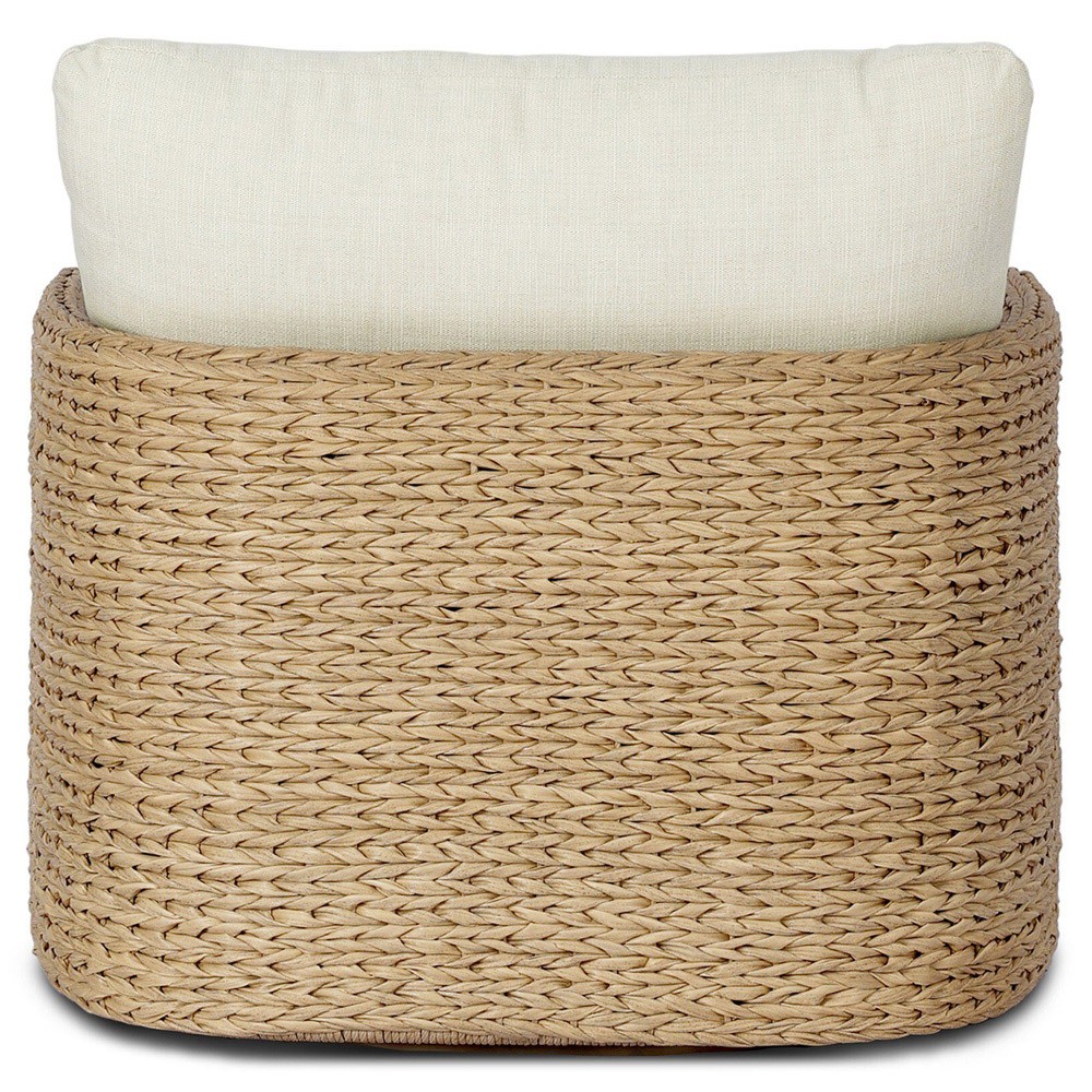 Caney Coastal Beach Brown Woven Outdoor Swivel Chair|