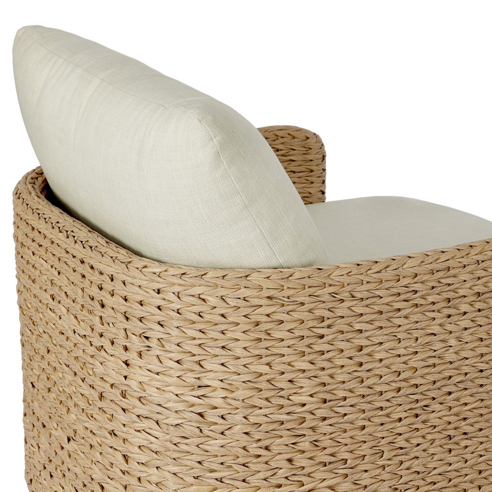 Caney Coastal Beach Brown Woven Outdoor Swivel Chair|