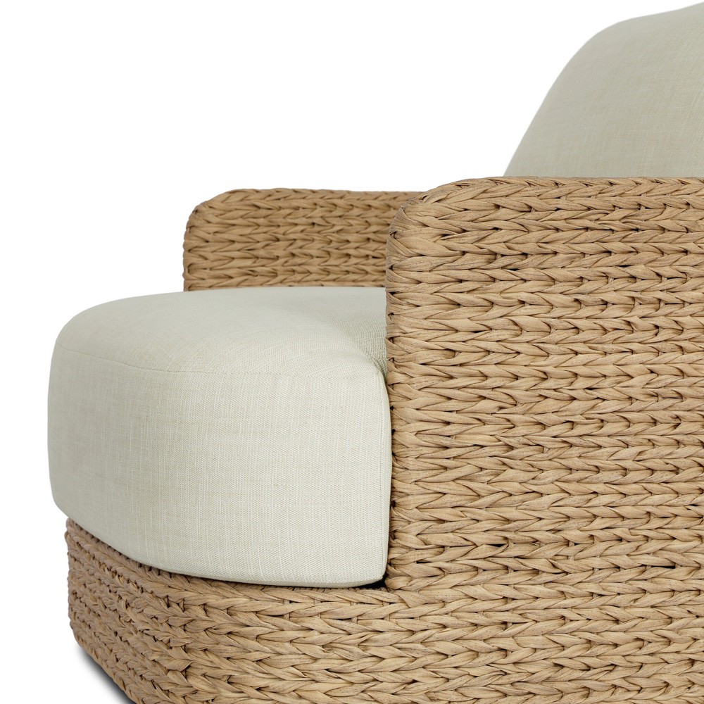 Caney Coastal Beach Brown Woven Outdoor Swivel Chair|