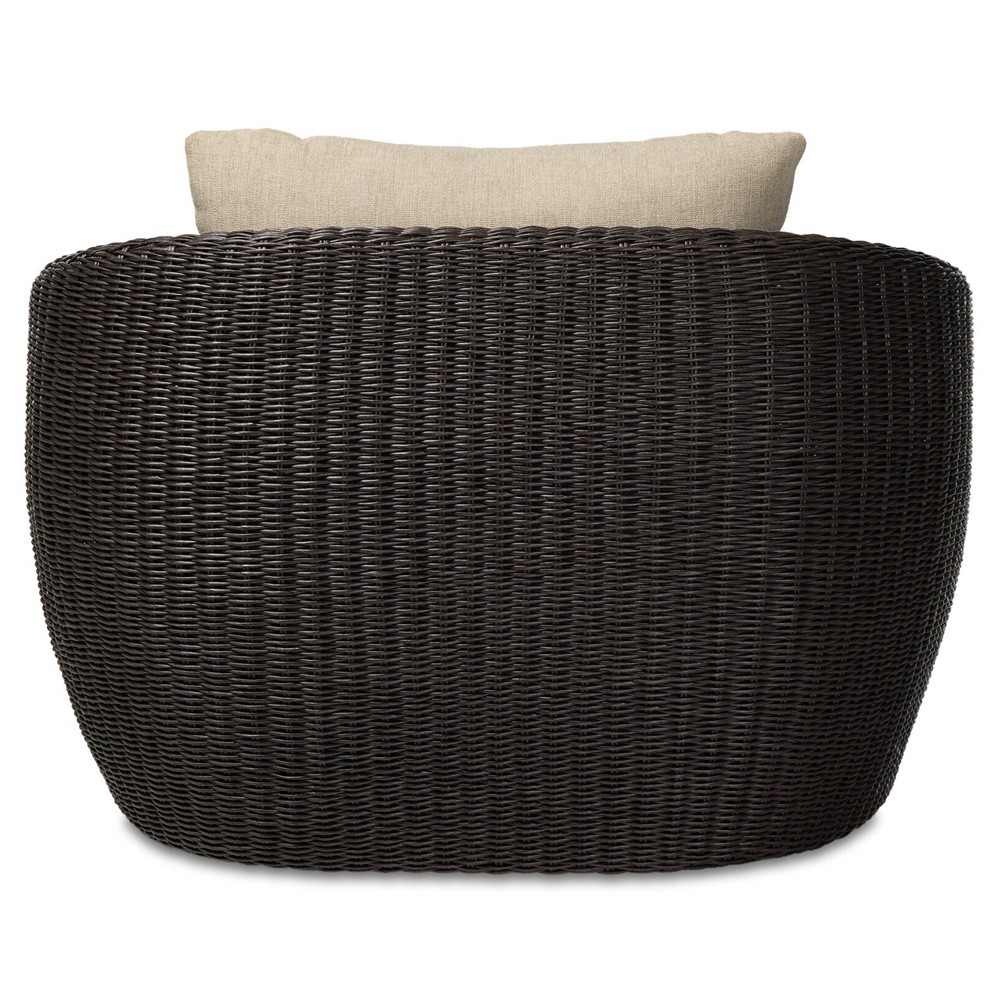 Cyra Coastal Beach Dark Brown Woven Outdoor Swivel Chair|