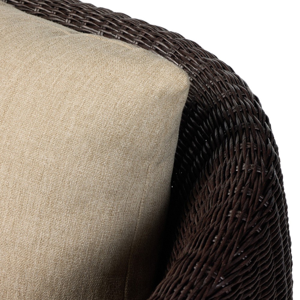 Cyra Coastal Beach Dark Brown Woven Outdoor Swivel Chair|