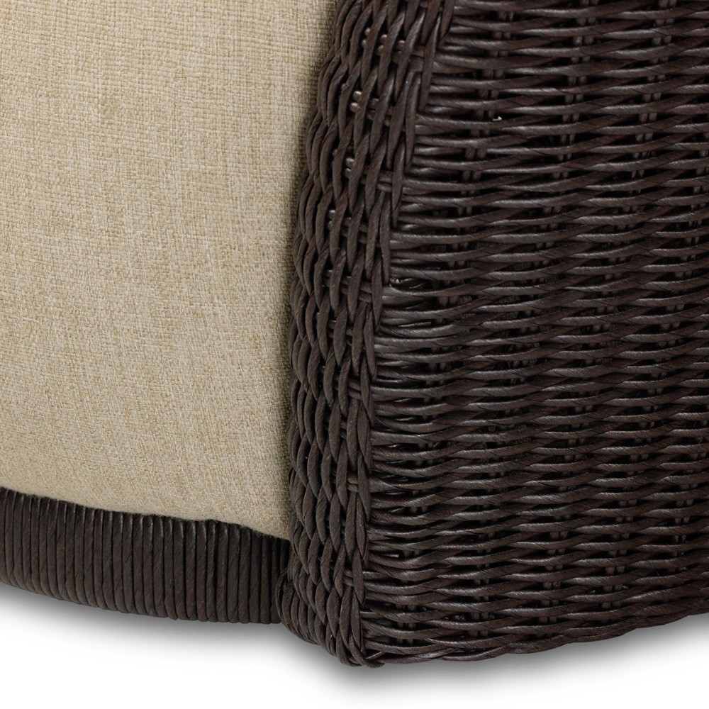 Cyra Coastal Beach Dark Brown Woven Outdoor Swivel Chair|