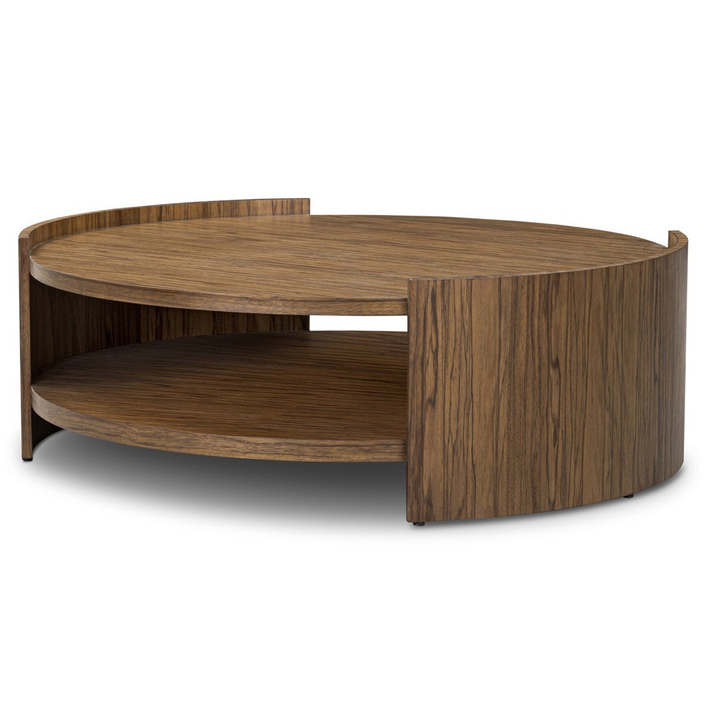 Damari Rustic Lodge Brown Wood Round Coffee Table|