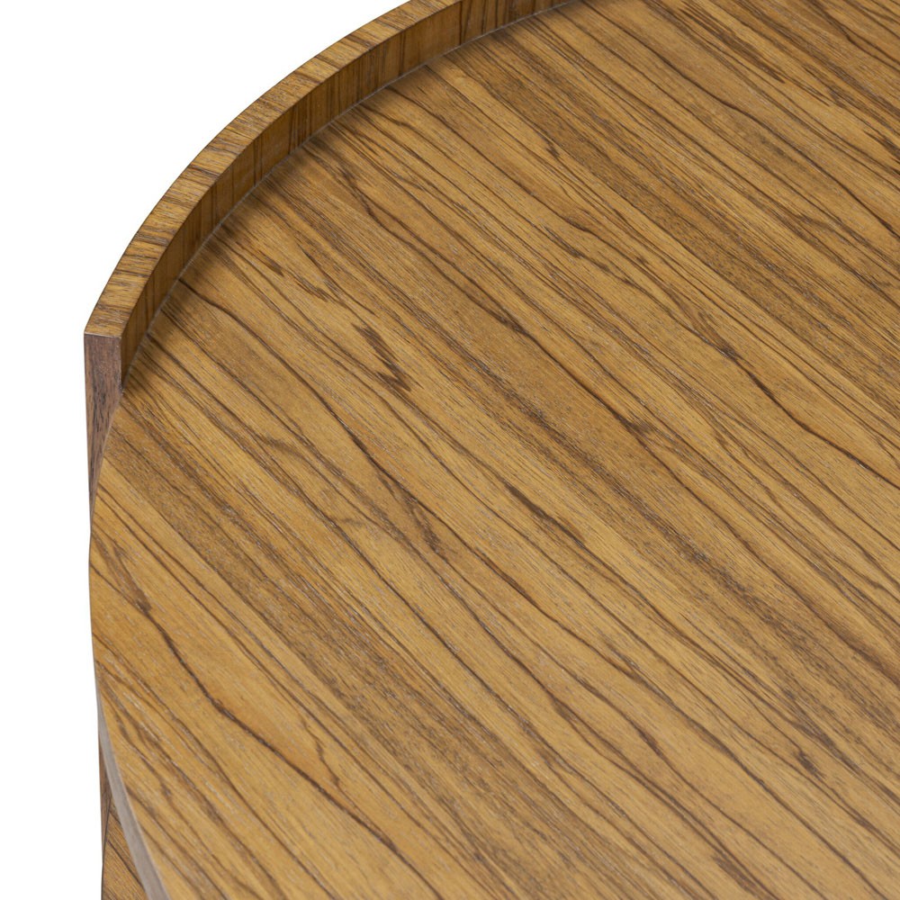 Damari Rustic Lodge Brown Wood Round Coffee Table|