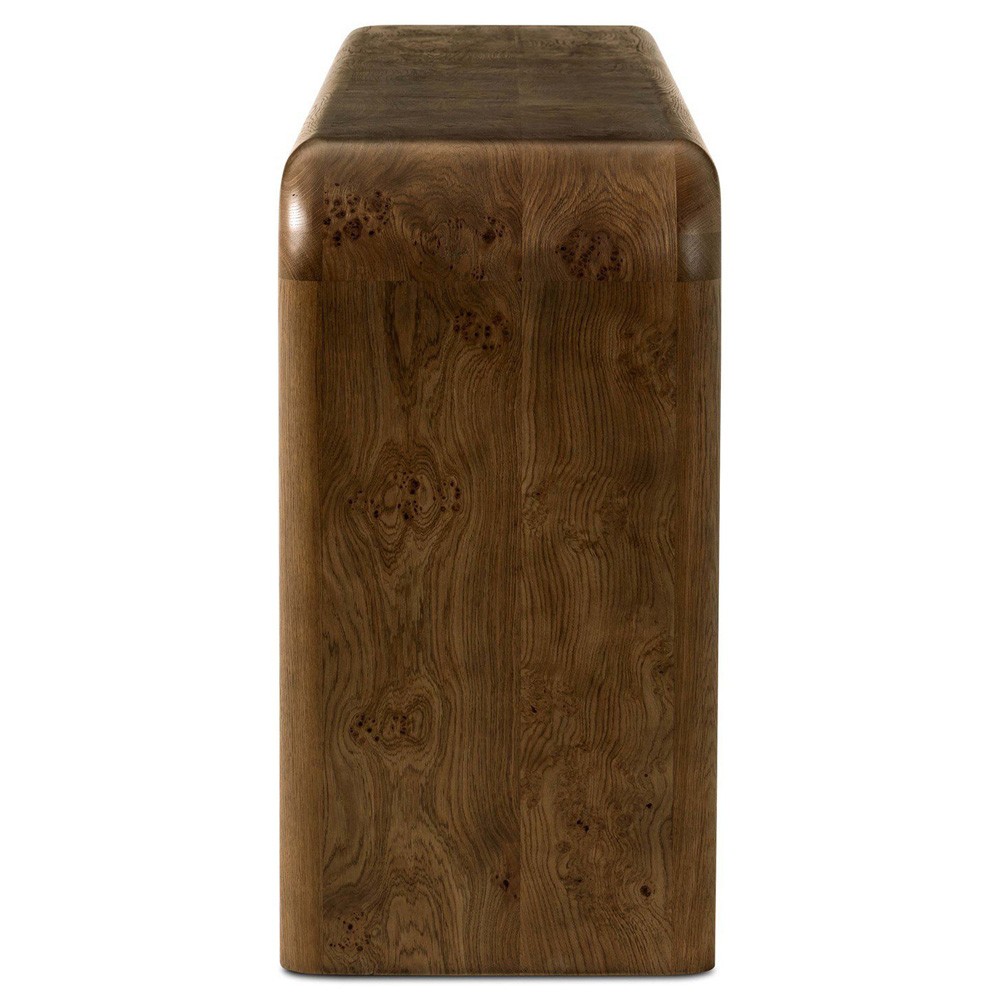 Daven Rustic Lodge Brown Oak Burl Rectangular Console Table|