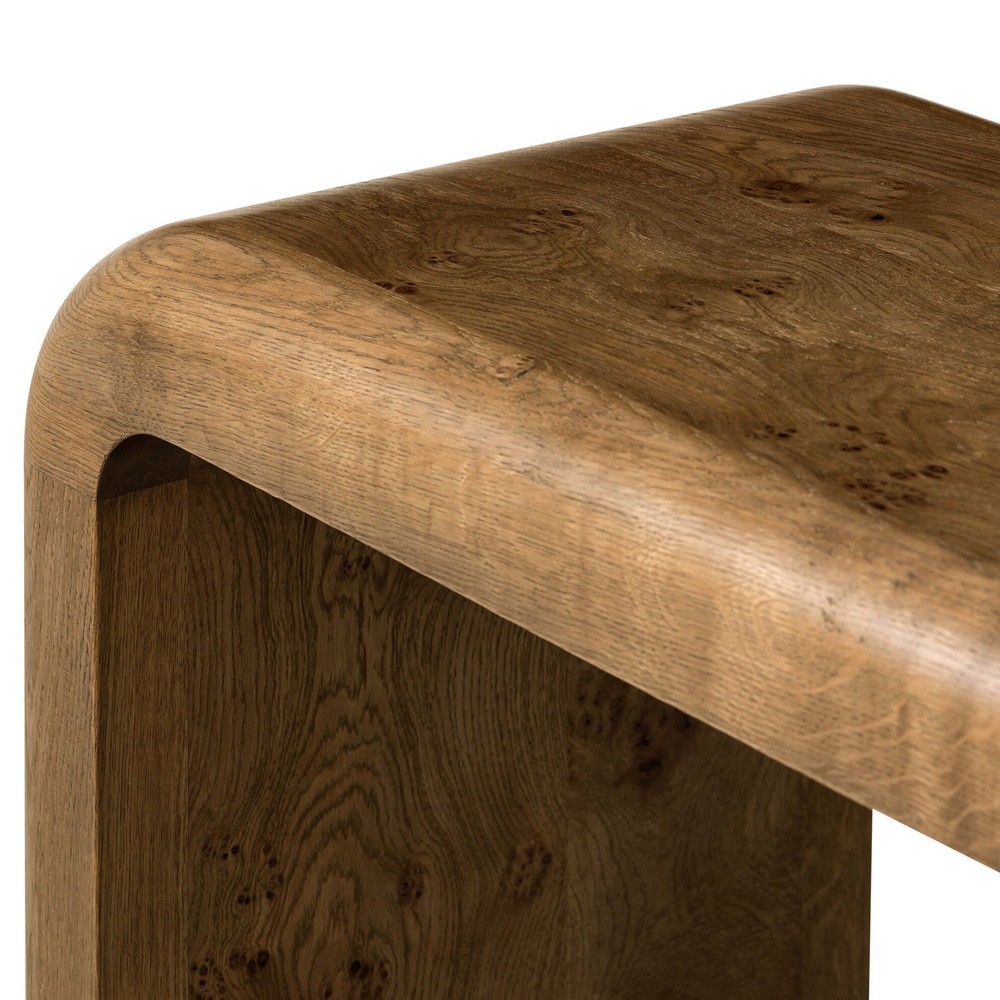 Daven Rustic Lodge Brown Oak Burl Rectangular Console Table|