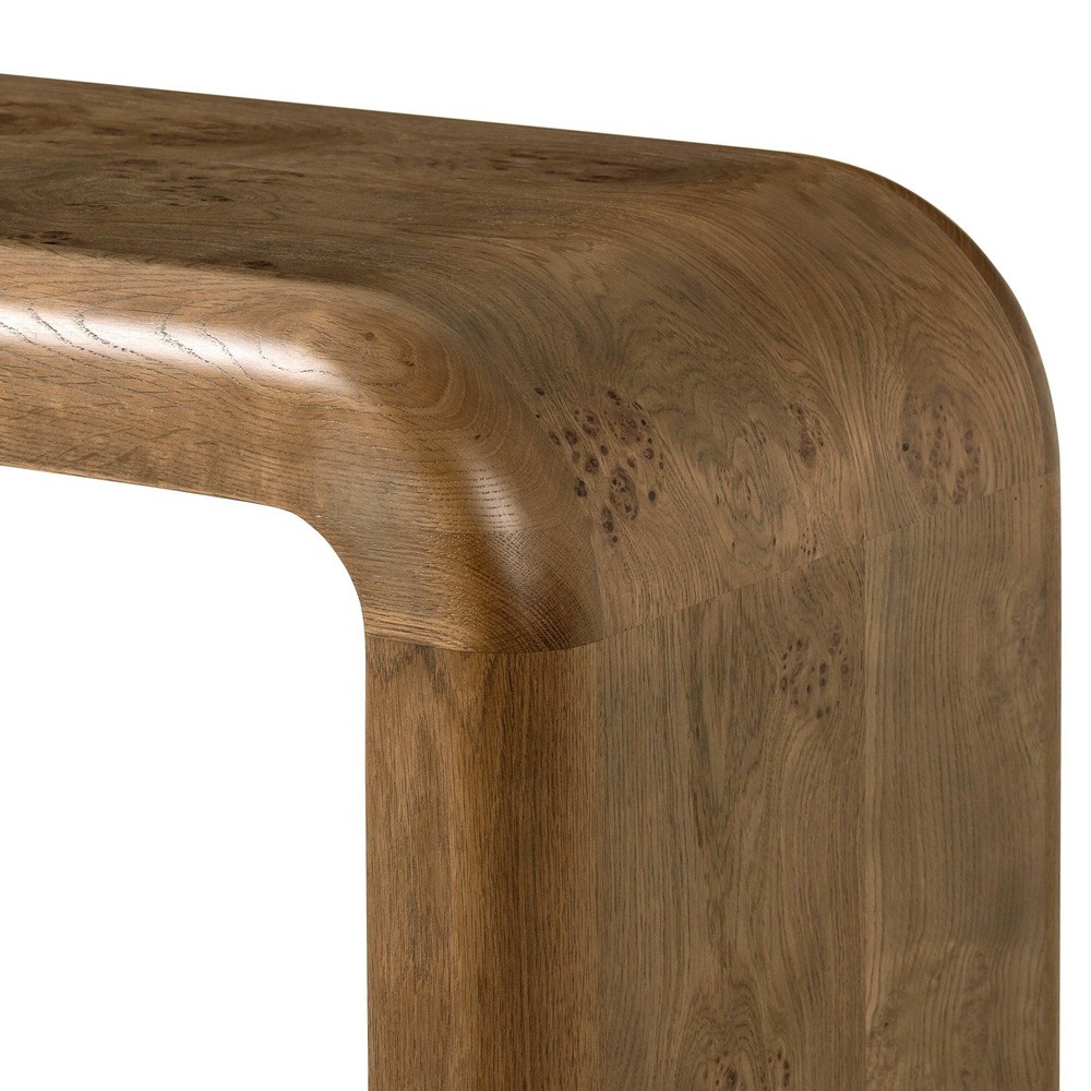 Daven Rustic Lodge Brown Oak Burl Rectangular Console Table|