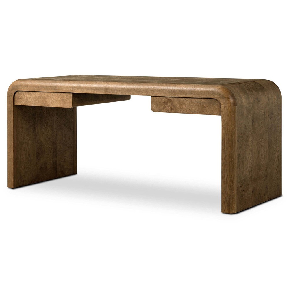 Daven Rustic Lodge Brown Oak Burl Desk|