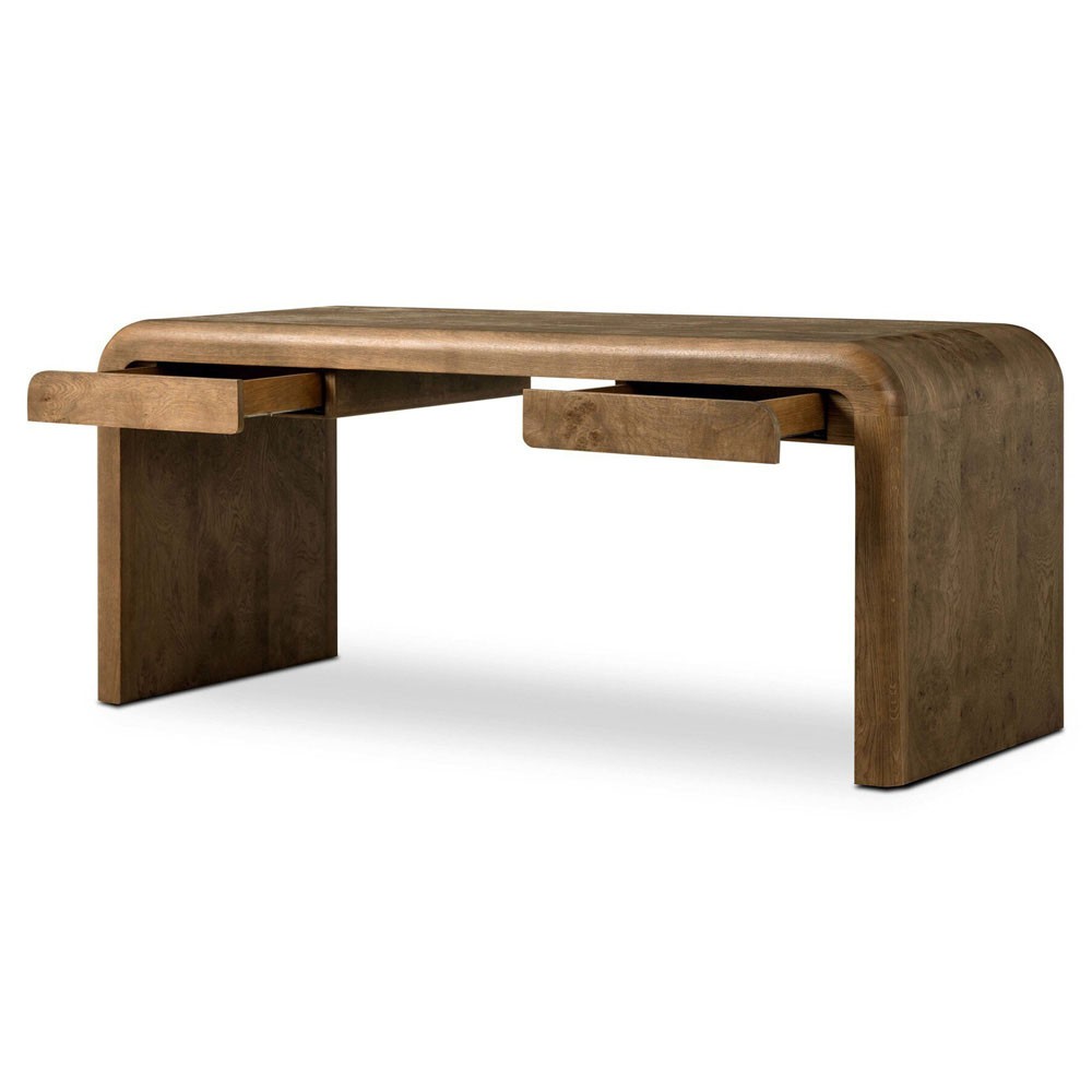 Daven Rustic Lodge Brown Oak Burl Desk|