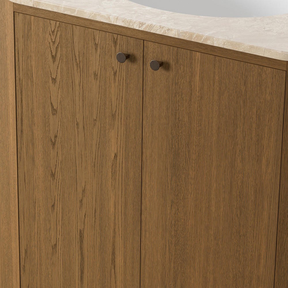 Dean Modern Classic Beige Marble Brown Oak Single Vanity Sink - 40"|