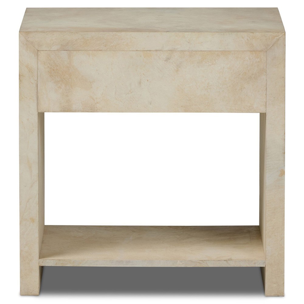 Dolly Modern Classic Cream Leather Wrapped Nightstand|
