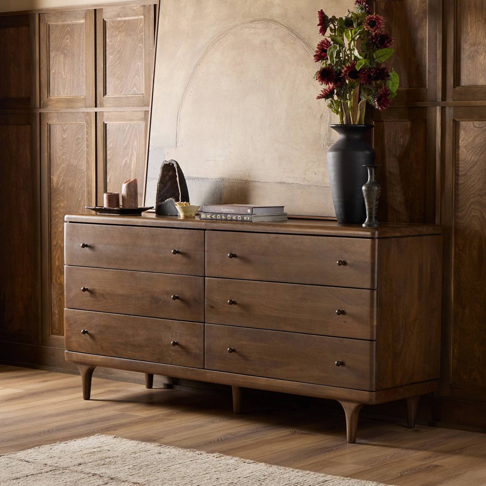 Eldrin Rustic Lodge Brown Mango Wood Double Dresser|