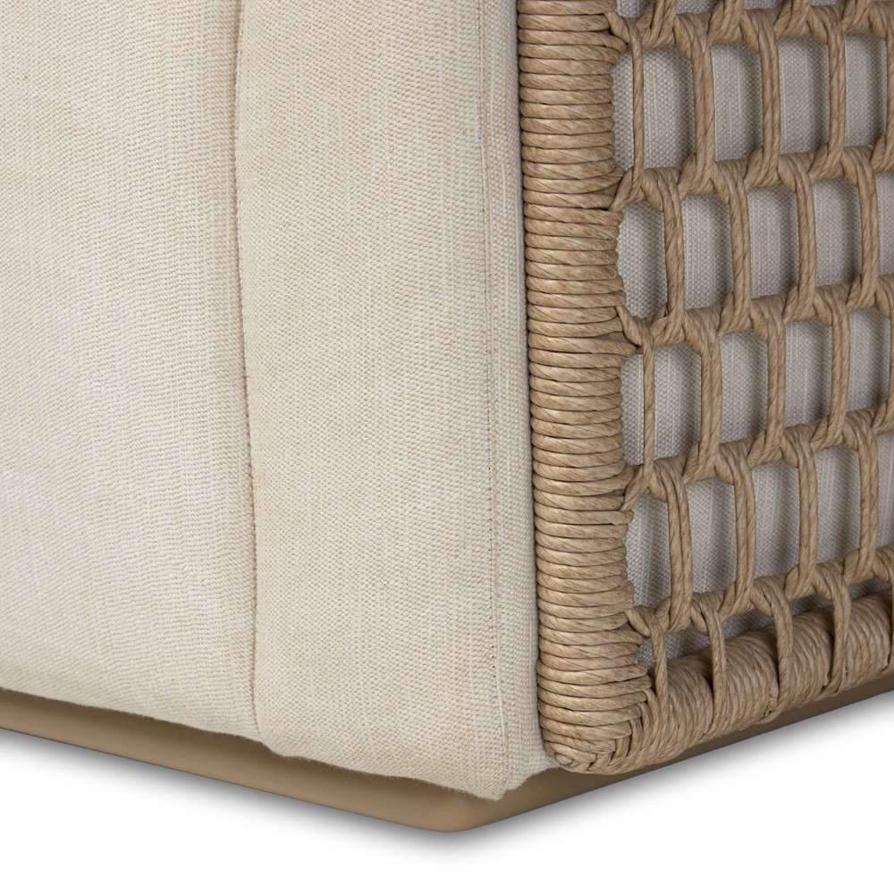 Emilian Coastal Beach Cream Woven Outdoor Swivel Chair|