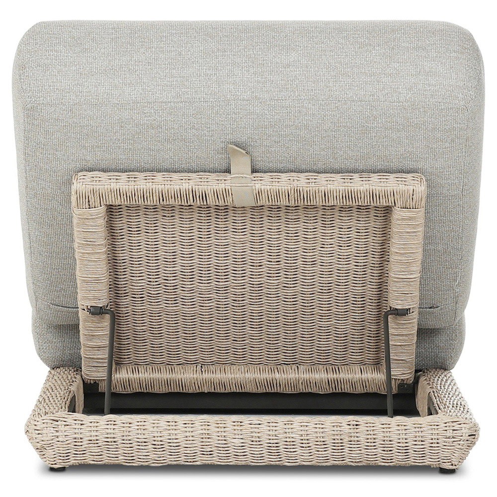 Evander Coastal Beach Grey Woven Outdoor Chaise Lounge|