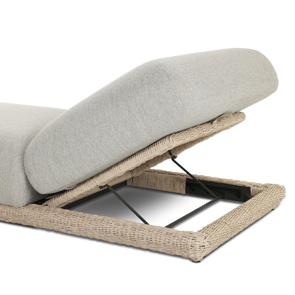 Evander Coastal Beach Grey Woven Outdoor Chaise Lounge|