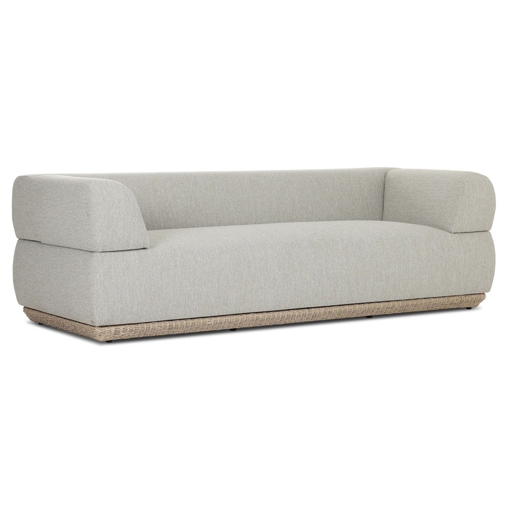 Evander Coastal Beach Grey Woven Outdoor Sofa - 96"|