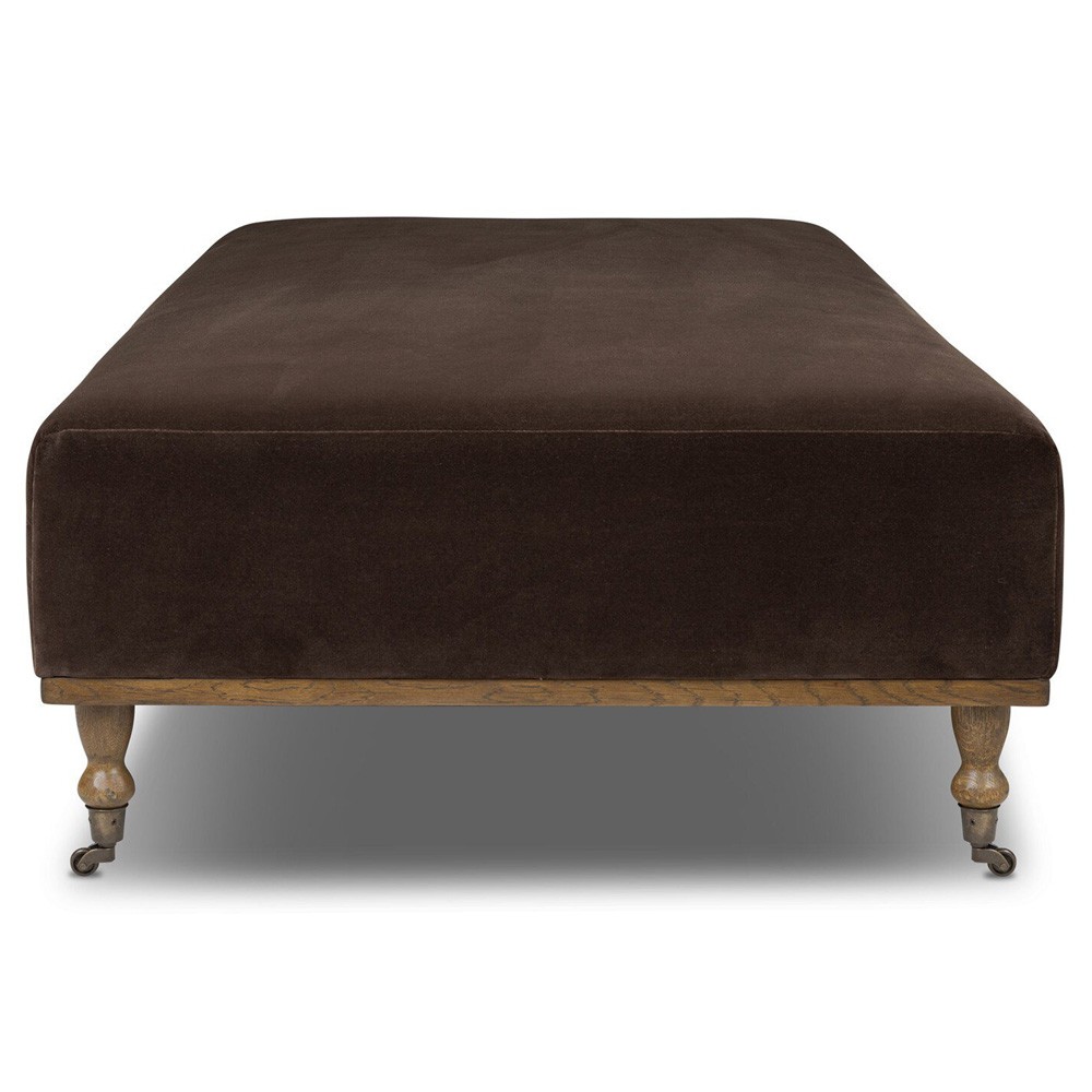 Harlin Updated Traditional Brown Velvet Performance Rectangular Cocktail Ottoman|