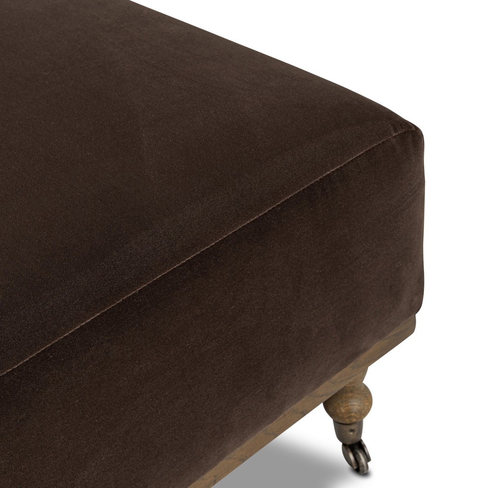 Harlin Updated Traditional Brown Velvet Performance Rectangular Cocktail Ottoman|
