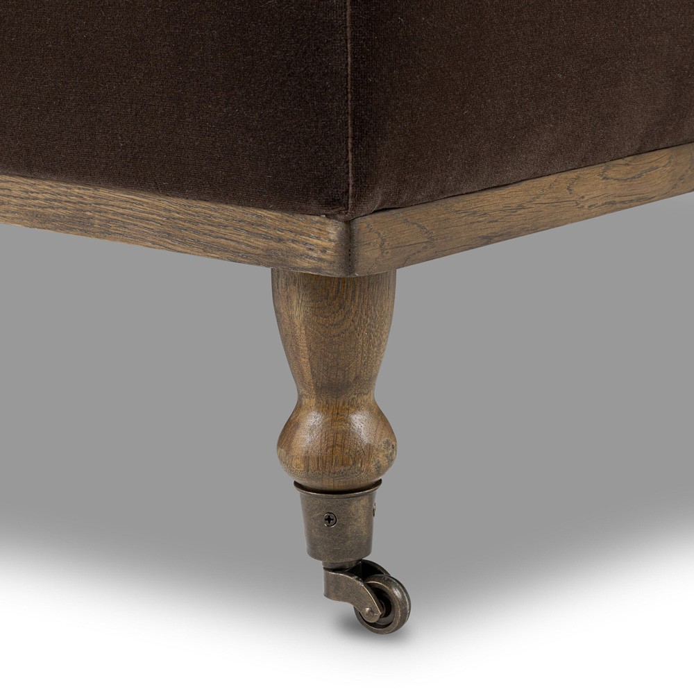 Harlin Updated Traditional Brown Velvet Performance Rectangular Cocktail Ottoman|