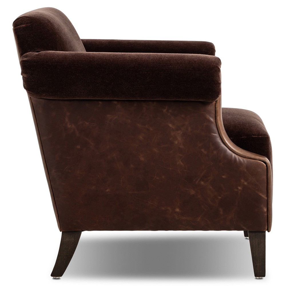 Harvey Updated Traditional Brown Velvet Club Chair|