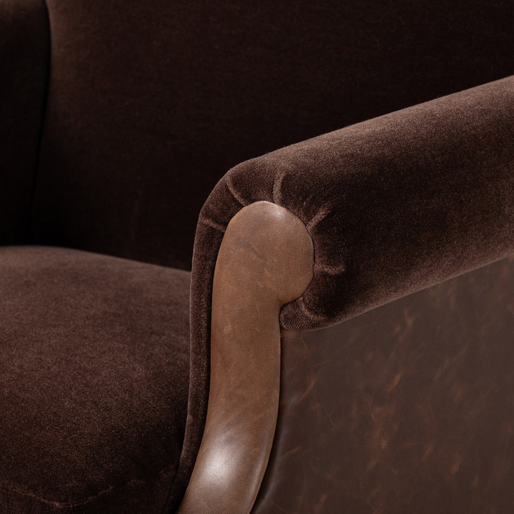 Harvey Updated Traditional Brown Velvet Club Chair|
