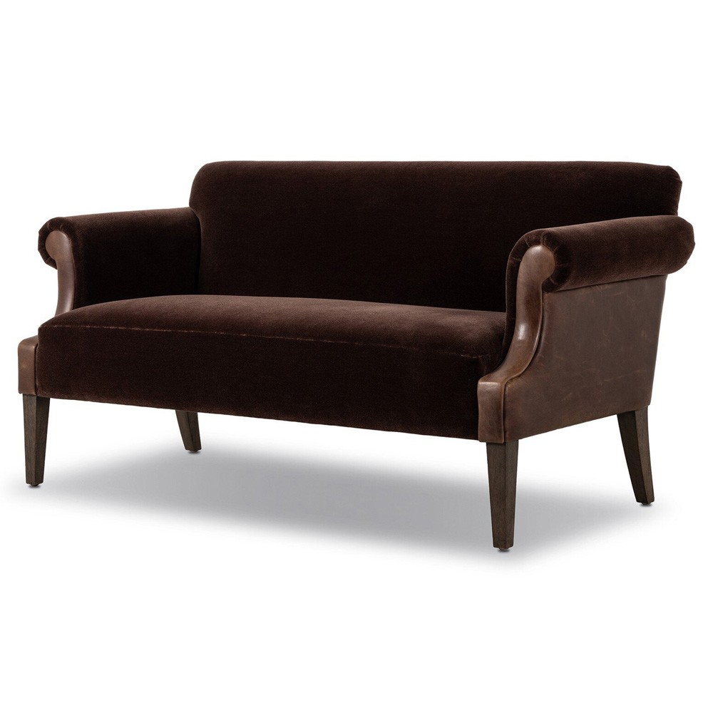 Harvey Updated Traditional Brown Velvet Sofa - 60"|