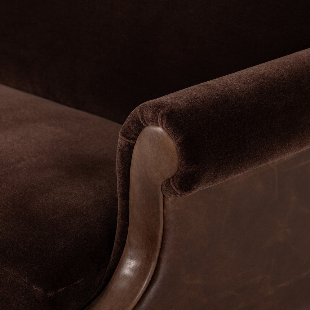 Harvey Updated Traditional Brown Velvet Sofa - 60"|