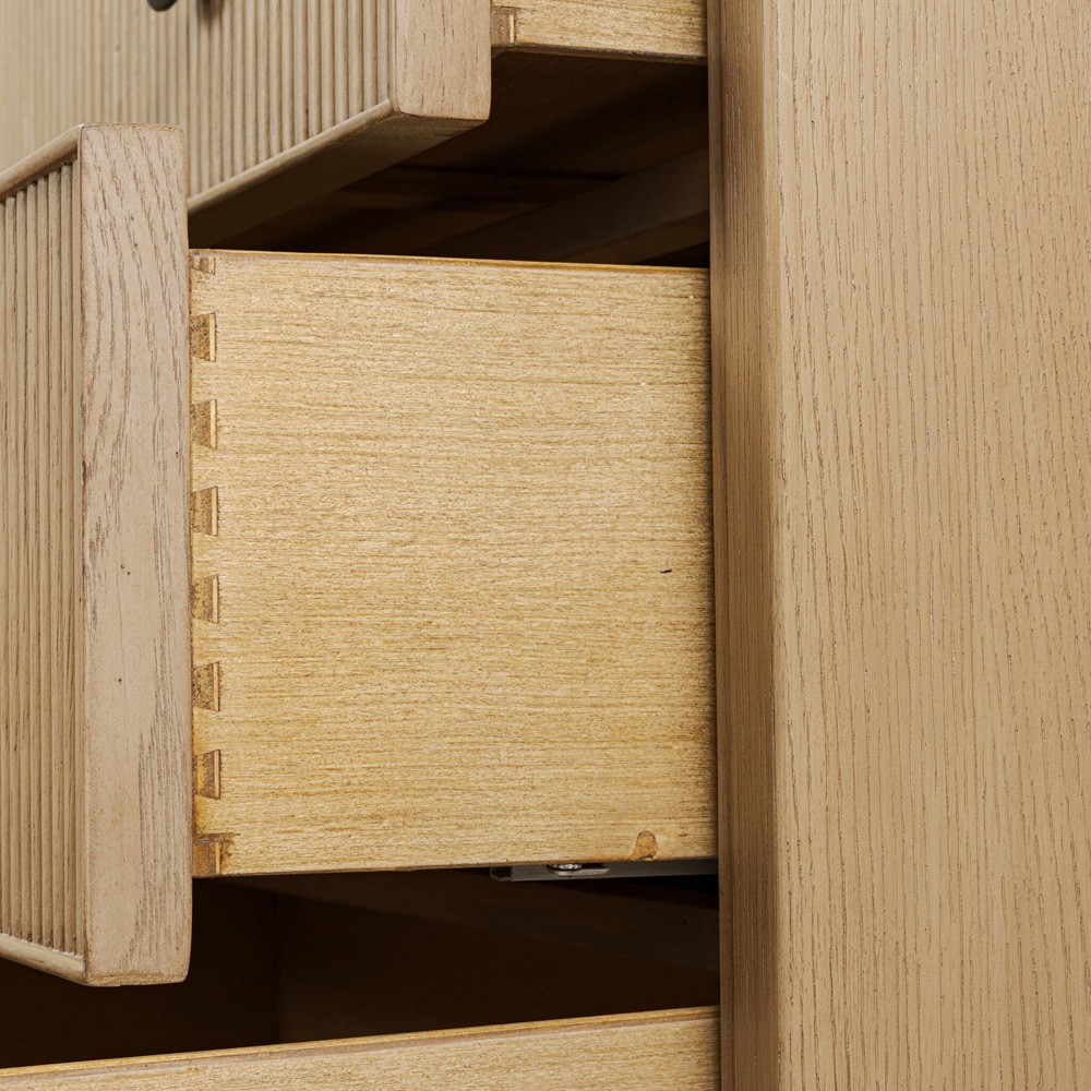 Hazel Modern Classic Light Wash Oak Reeded Double Dresser|