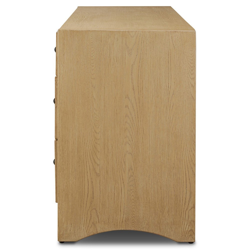 Hazel Modern Classic Light Wash Oak Reeded Double Dresser|