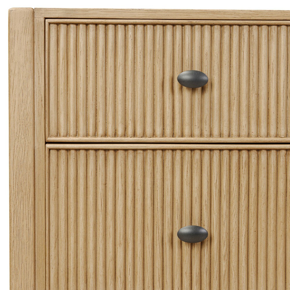 Hazel Modern Classic Light Wash Oak Reeded Double Dresser|