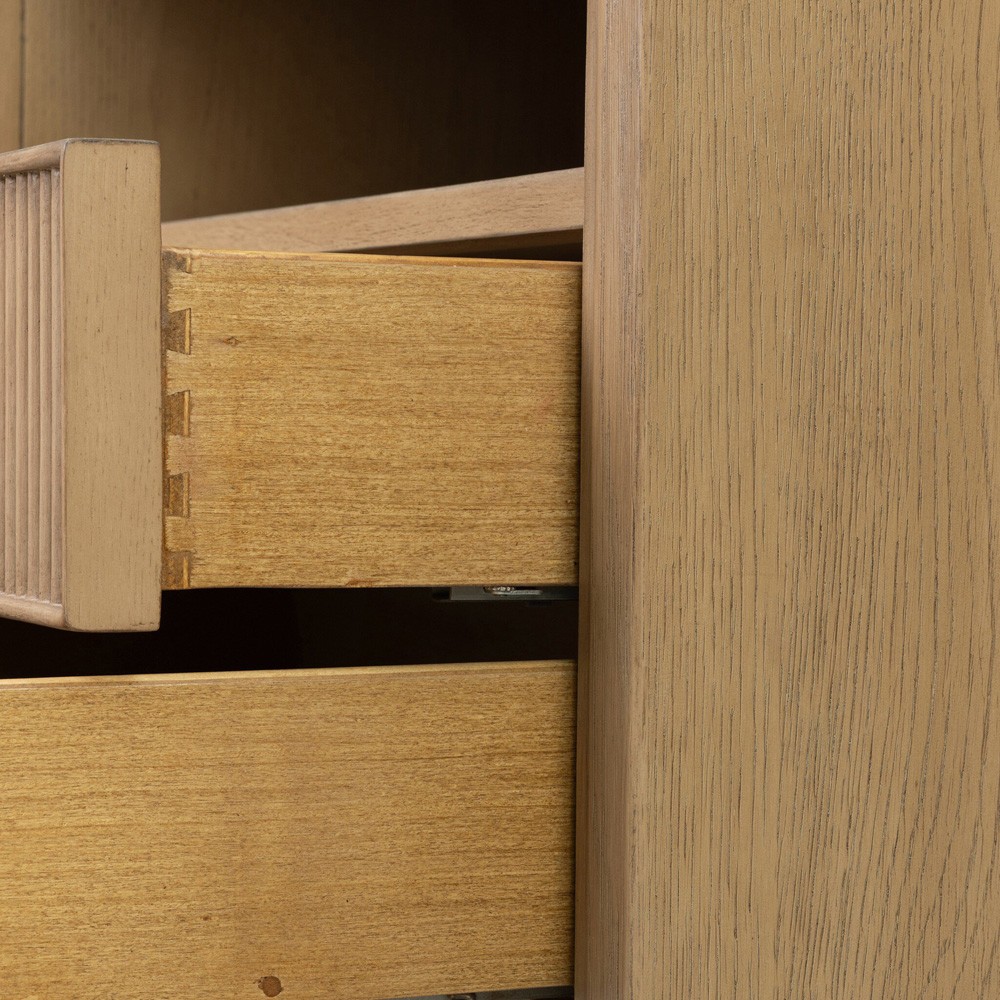 Hazel Modern Classic Light Wash Oak Reeded Nightstand|