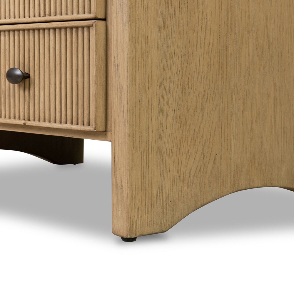 Hazel Modern Classic Light Wash Oak Reeded Nightstand|
