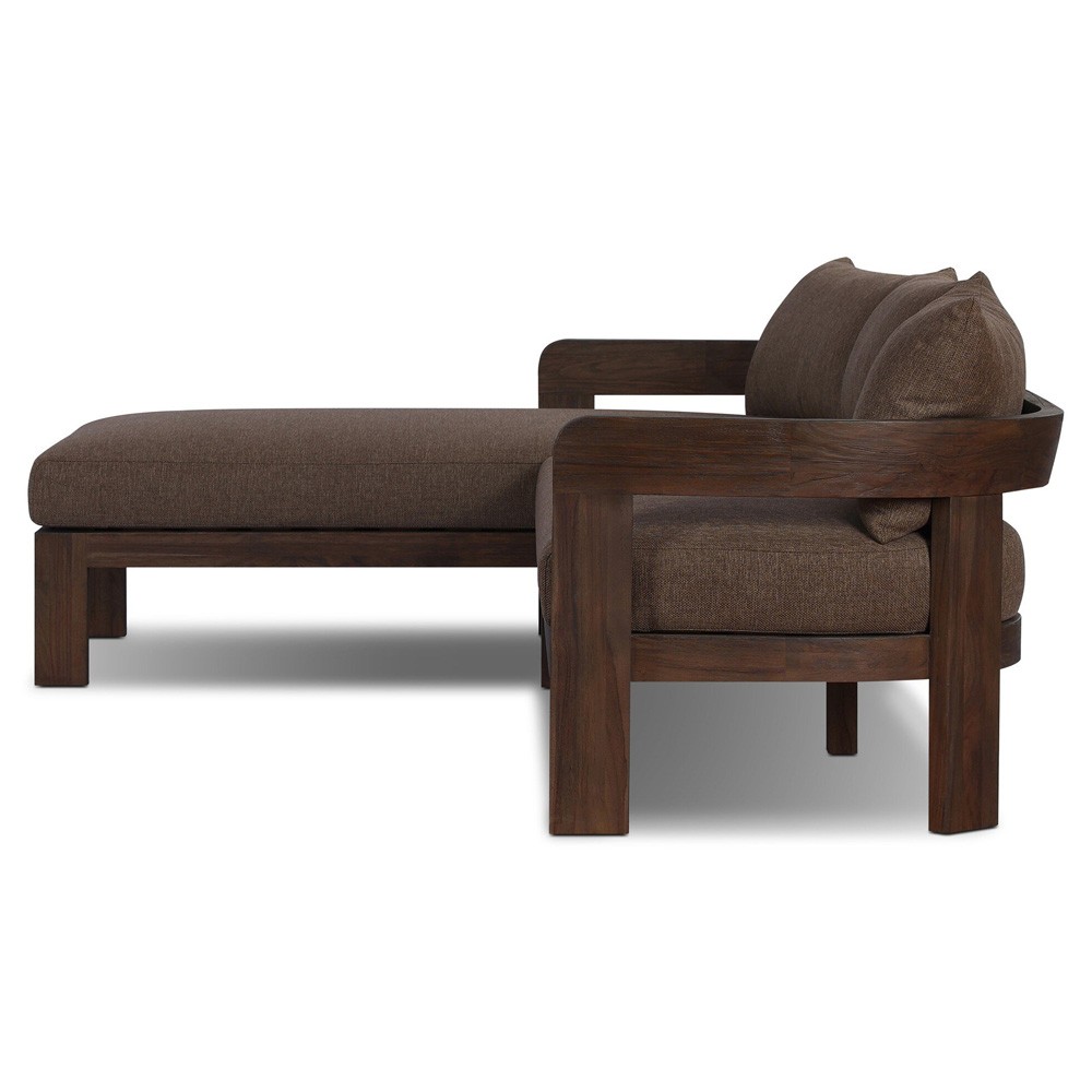 Aviel Modern Classic Brown Teak Outdoor Sectional - Left Chaise - 98"|
