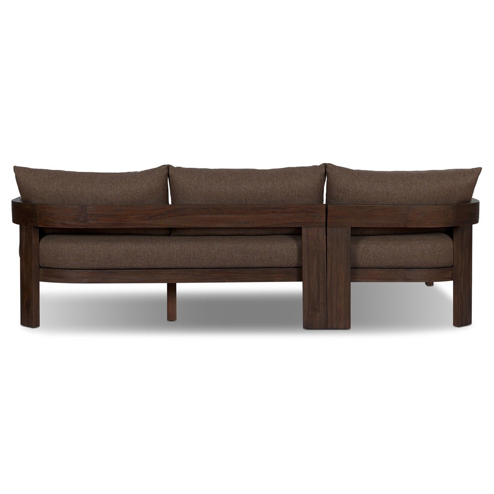 Aviel Modern Classic Brown Teak Outdoor Sectional - Left Chaise - 98"|