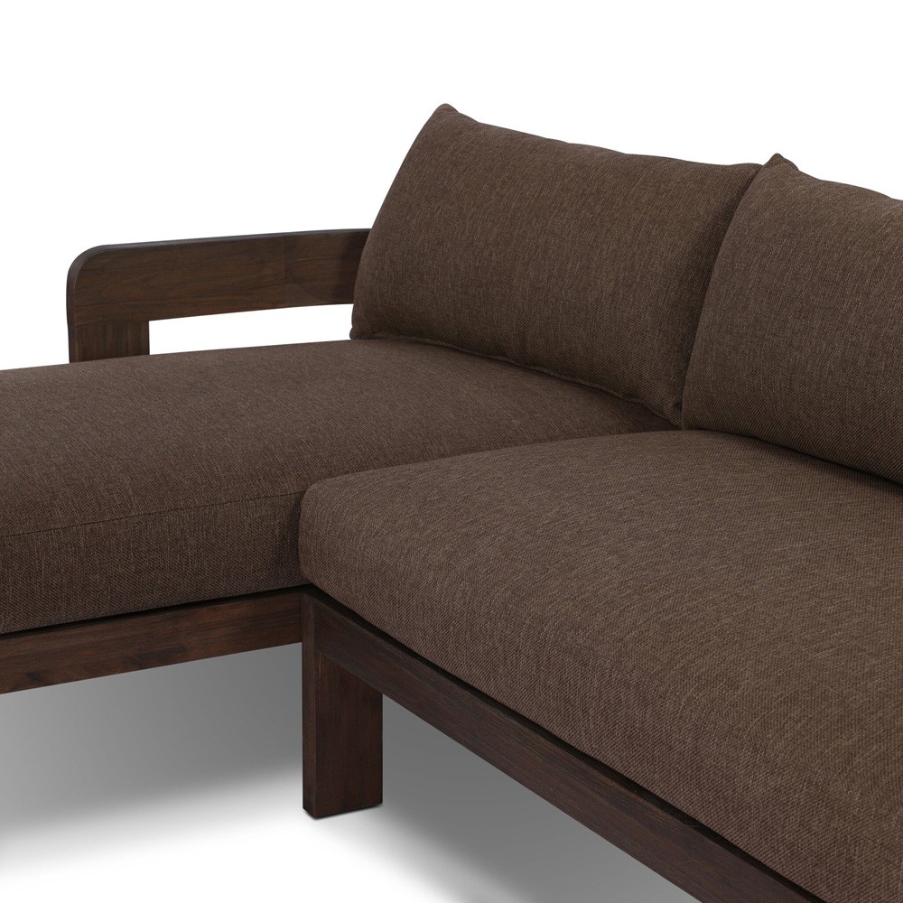 Aviel Modern Classic Brown Teak Outdoor Sectional - Left Chaise - 98"|