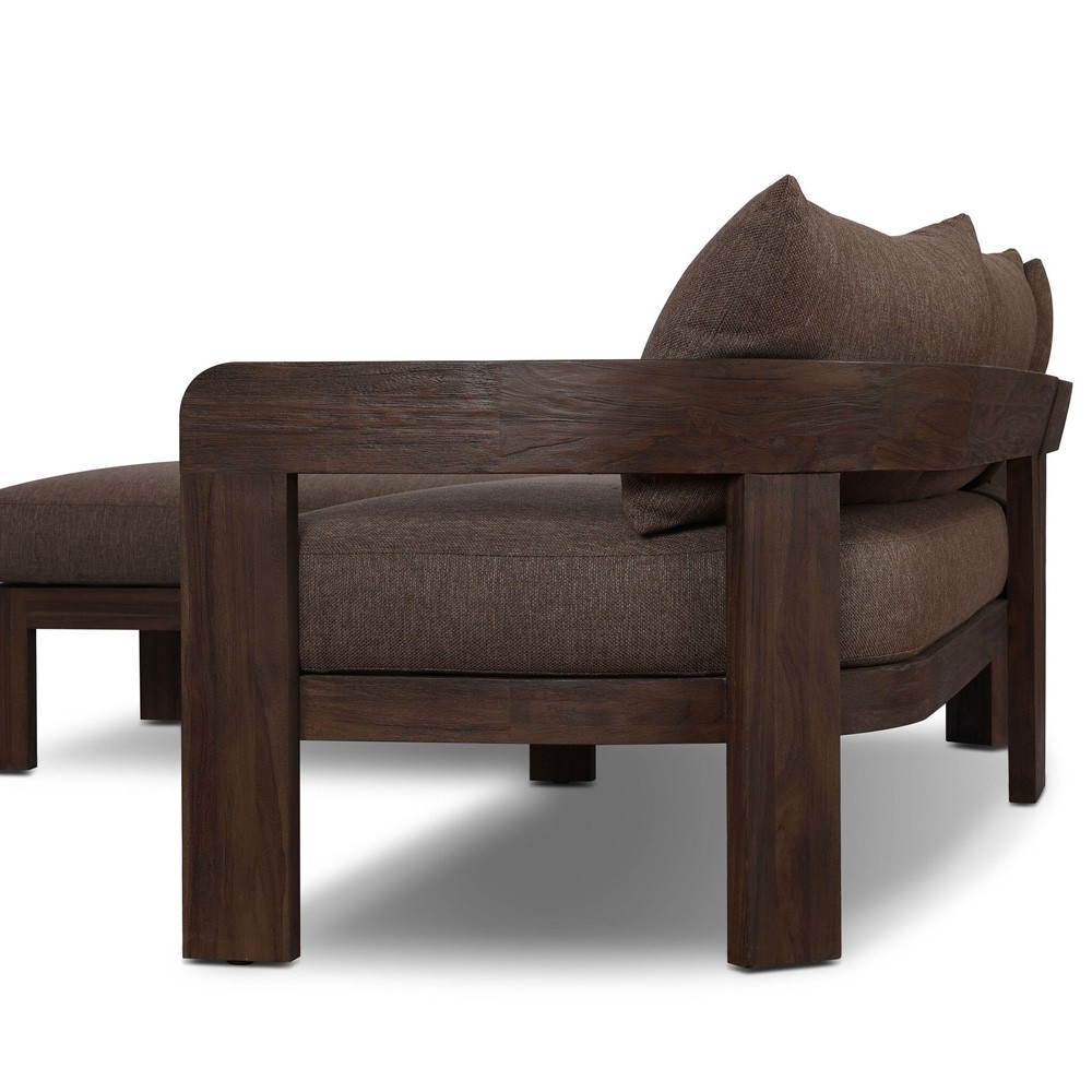 Aviel Modern Classic Brown Teak Outdoor Sectional - Left Chaise - 98"|
