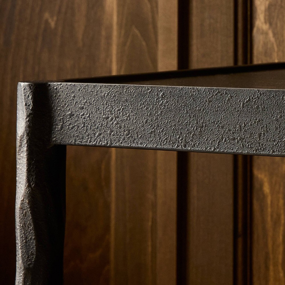 Jane Updated Traditional Textured Black Iron Rectangular Console Table|