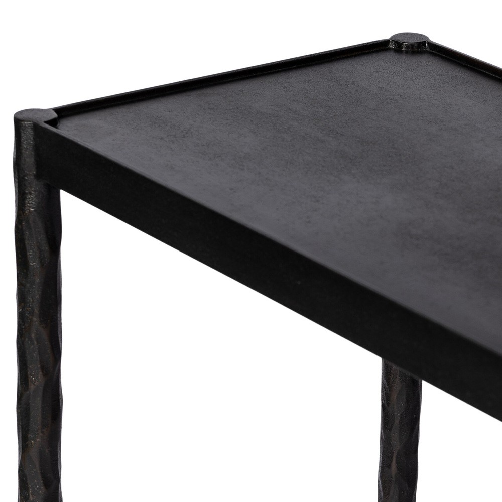 Jane Updated Traditional Textured Black Iron Rectangular Console Table|